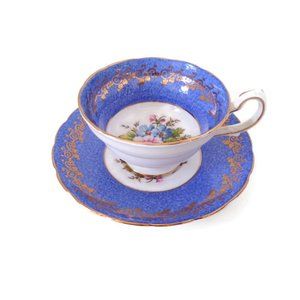 Westbrook Blue Jasper and Floral Cup and Saucer   3116